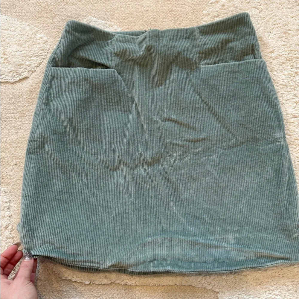 Song of Style Sage Green Corduroy Mini Skirt, Size M